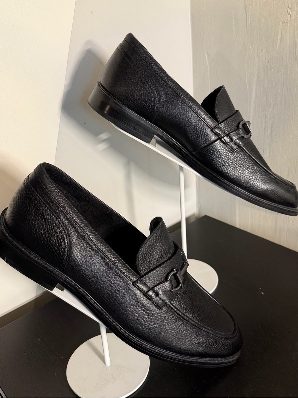 Aldo “SCHERGERFLEX” Black Pebbled Leather Bit Loafers